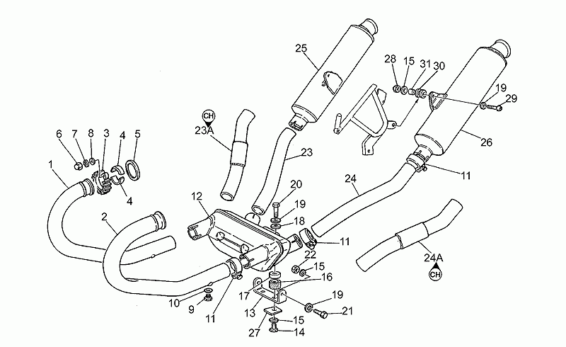 LH exhaust pipe