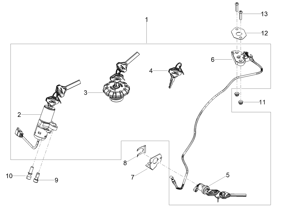 Fuel cap with keys