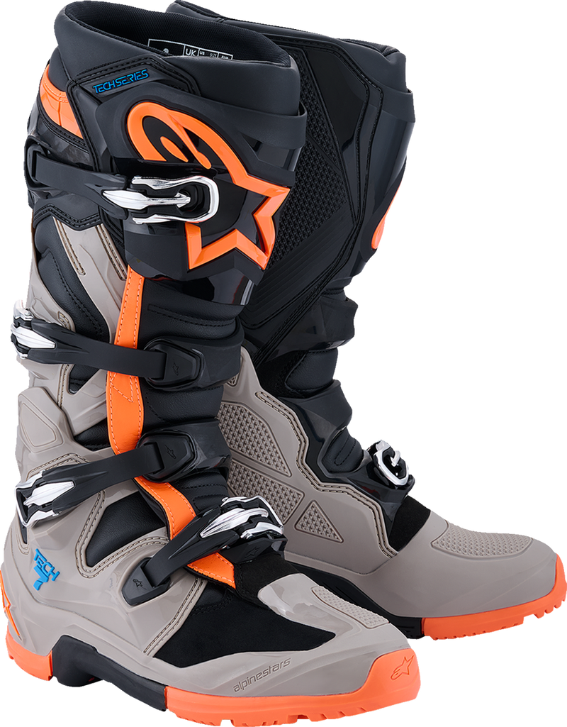 Alpinestars Tech 7 Enduro Boots - Black/Warm Gray/Fluorescent Orange