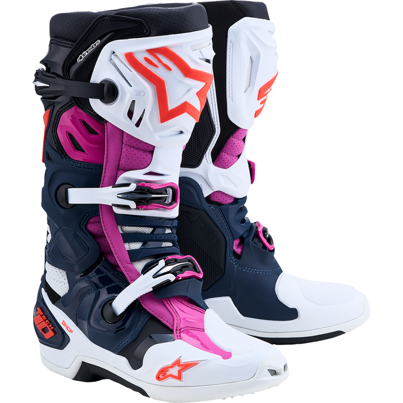 Alpinestars Tech 10 Supervented Boots - Dark Blue/White/Black/Fuchsia