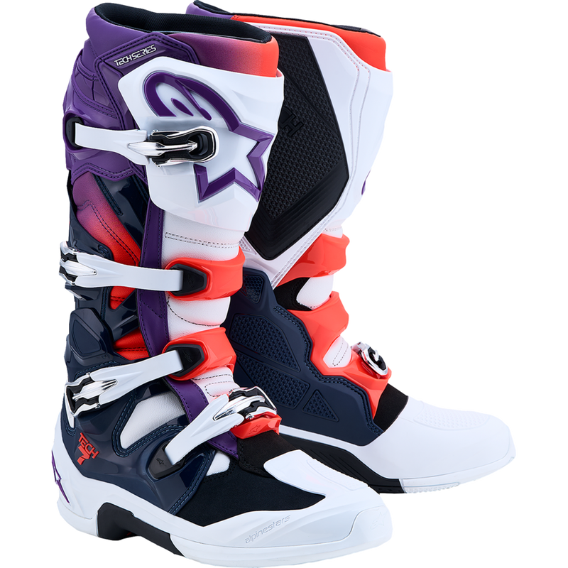 Alpinestars Tech 7 Boots - Purple/Blue/Fluorescent Red/White