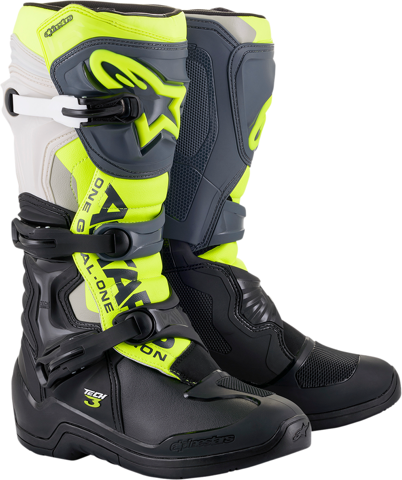 Alpinestars Tech 3 Boots - Black/Gray/Yellow Fluorescent