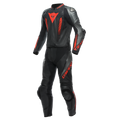 Laguna Seca 5 - Men's 2-Piece Motorcycle Leather Suit - Black/Anthracite/Red-Fluo