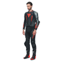 Laguna Seca 5 - Men's 2-Piece Motorcycle Leather Suit - Black/Anthracite/Red-Fluo