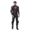 Laguna Seca 5 - Men's 2-Piece Motorcycle Leather Suit - Black/Anthracite/Red-Fluo