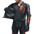 Laguna Seca 5 - Men's 2-Piece Motorcycle Leather Suit - Black/Anthracite/Red-Fluo