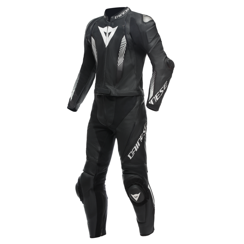 Laguna Seca 5 - Men's 2-Piece Motorcycle Leather Suit (Short/Tall) - Black/Black/White