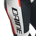Grobnik - Women's 1-Piece Motorcycle Perforated Leather Suit - Black/White/Red-Fluo