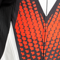 Laguna Seca 6 - Perforated One-Piece Leather Racing Suit - Black/White/Red-Fluo