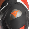 Laguna Seca 6 - Perforated One-Piece Leather Racing Suit - Black/White/Red-Fluo