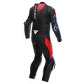 Laguna Seca 6 - Perforated One-Piece Leather Racing Suit - Black/Blue/Red