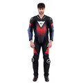 Laguna Seca 6 - Perforated One-Piece Leather Racing Suit - Black/Blue/Red