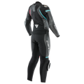 Fulminea - Women's Two-Piece Leather Suit - Black/Anthracite/White