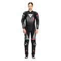 Fulminea - Women's Two-Piece Leather Suit - Black/Anthracite/White