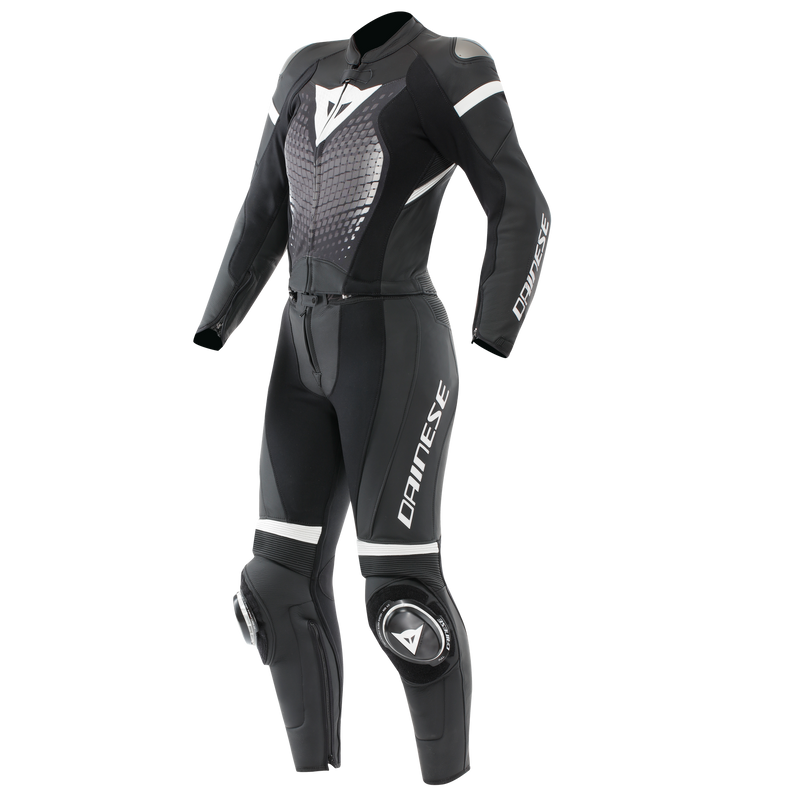 Fulminea - Women's Two-Piece Leather Suit Short/Tall Fit (S/T) - Black/White