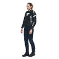 Avro 5 - Women's Motorcycle Leather Jacket - Black/Black/White