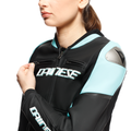 Racing 5 - Women's Leather Motorcycle Jacket - Black/Water