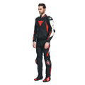 Super Speed 4 - Men Perforated Leather Motorcycle Jacket - Black-Matt/White/Fluo-Red