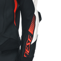 Super Speed 4 - Men Perforated Leather Motorcycle Jacket - Black-Matt/White/Fluo-Red