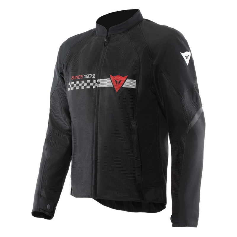 Herosphere Air Tex - Men's Motorcycle Jacket In Fabric - Black/White Stripes/Red