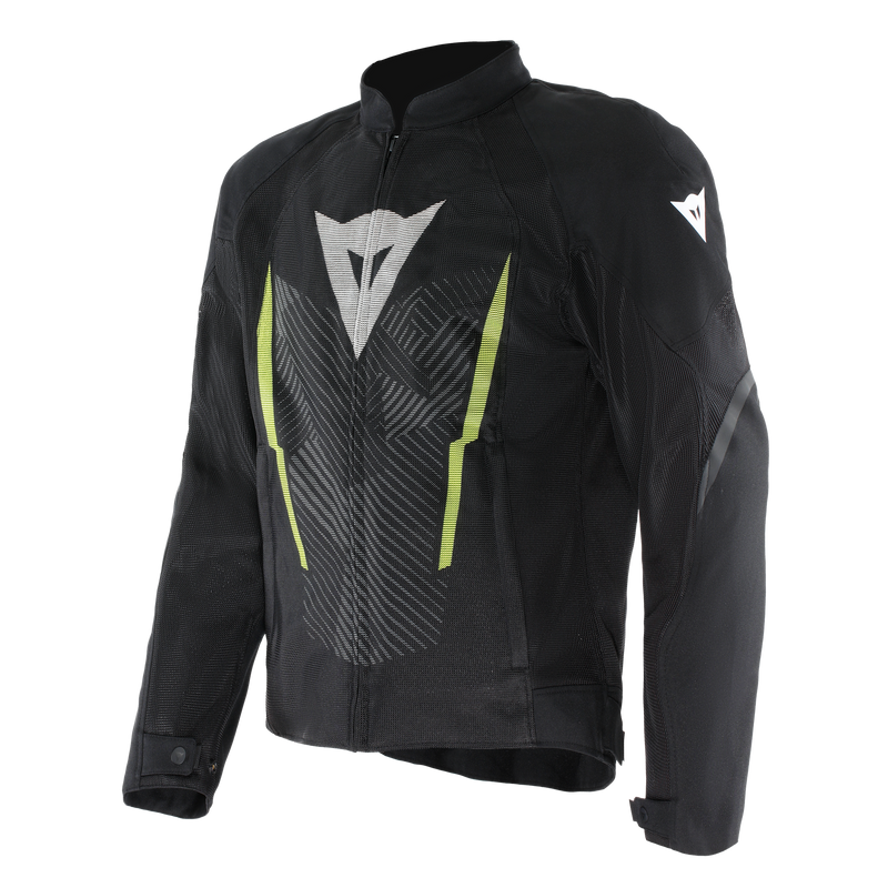 Herosphere Air Tex - Men's Motorcycle Jacket In Fabric - Black/White/Yellow-Fluo