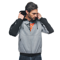 Daemon-X Safety Hoodie - Men's Motorcycle Safety Hoodie - Melange-Gray/Black/Red-Fluo