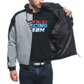Daemon-X Safety Hoodie - Men's Motorcycle Safety Hoodie - Melange-Gray/Black/Red-Fluo