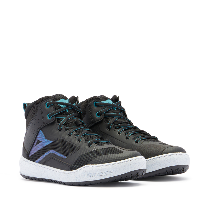 Suburb Air - Women's Summer Motorcycle Shoes In Fabric - Black/White/Harbor Blue