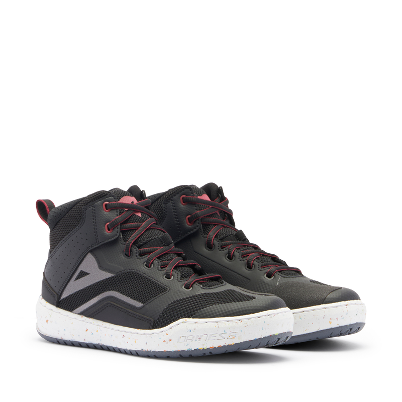 Suburb Air - Women's Summer Motorcycle Shoes In Fabric - Black/White/Apple Butter