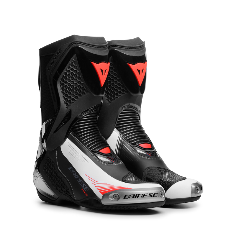 Torque 4 - Women's Racing And Road Boots - Black/White/Red-Fluo