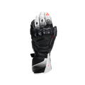 Fiero - Leather Racing Motorcycle Gloves - Black/White/Red-Fluo