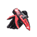 Reacto Carbon Short - Men's Short Leather Motorcycle Gloves - Black/Red-Lava