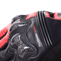 Reacto Carbon Short - Men's Short Leather Motorcycle Gloves - Black/Red-Lava