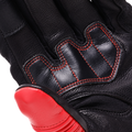 Reacto Carbon Short - Men's Short Leather Motorcycle Gloves - Black/Red-Lava