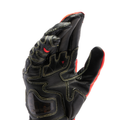 Full Metal 7 - Men's Motorcycle Racing Leather Gloves - Black/Red Fluo