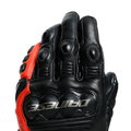 4-Stroke 2 - Men's Motorcycle Leather Gloves - Black/Fluo-Red