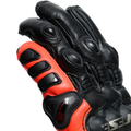 4-Stroke 2 - Men's Motorcycle Leather Gloves - Black/Fluo-Red