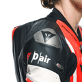 Misano 3 D-AIR® - Men's 1-Piece Motorcycle Perforated Leather Suit With Airbag - Black/Red/Red-Fluo