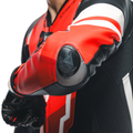 Misano 3 D-AIR® - Men's 1-Piece Motorcycle Perforated Leather Suit With Airbag - Black/Red/Red-Fluo
