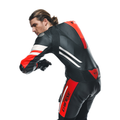 Misano 3 D-AIR® - Men's 1-Piece Motorcycle Perforated Leather Suit With Airbag - Black/Red/Red-Fluo