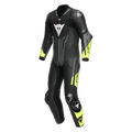 Misano 3 D-AIR® - Men's 1-Piece Motorcycle Perforated Leather Suit With Airbag - Black/Anthracite/Yellow-Fluo