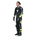 Misano 3 D-AIR® - Men's 1-Piece Motorcycle Perforated Leather Suit With Airbag - Black/Anthracite/Yellow-Fluo