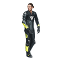 Misano 3 D-AIR® - Men's 1-Piece Motorcycle Perforated Leather Suit With Airbag - Black/Anthracite/Yellow-Fluo