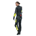 Misano 3 D-AIR® - Men's 1-Piece Motorcycle Perforated Leather Suit With Airbag - Black/Anthracite/Yellow-Fluo