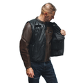 Smart Jacket Leather - Men's Motorcycle Leather Vest With Integrated Airbag - Black