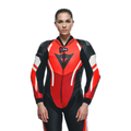 Misano 3 D-AIR® - Women's One-Piece Perforated Leather Motorcycle Suit - Black/Red/Fluo-Red