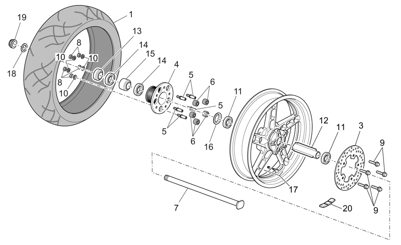 Rear wheel 5,50x17"