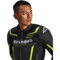 Alpinestars GP Force v2 Airflow Leather Jacket - Black/Yellow Fluo