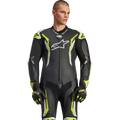 Alpinestars GP Tech v5 1-Piece Leather Suit - Black/White/Yellow Fluo