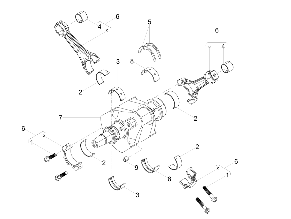 Rear main half-bearing, green